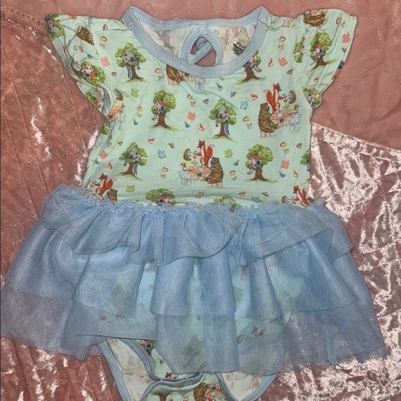 Free Birdees| Blue Tulle Skirted Onesie - Picture 3 of 7